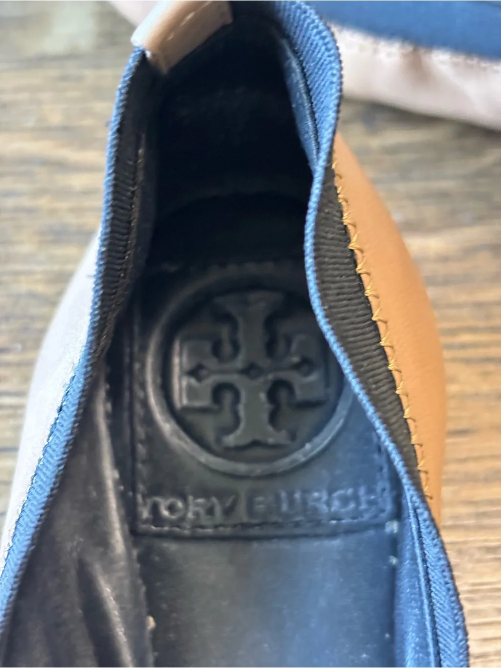 Tory Burch Minnie Travel Ballet Flats Nude Leather Logo Size 6M